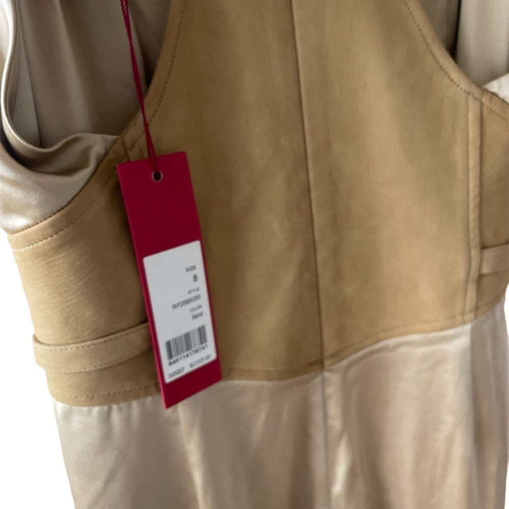 Tamara Mellon silk jumpsuit NWT size 8, cream / light brown, fitted - Picture 5 of 9